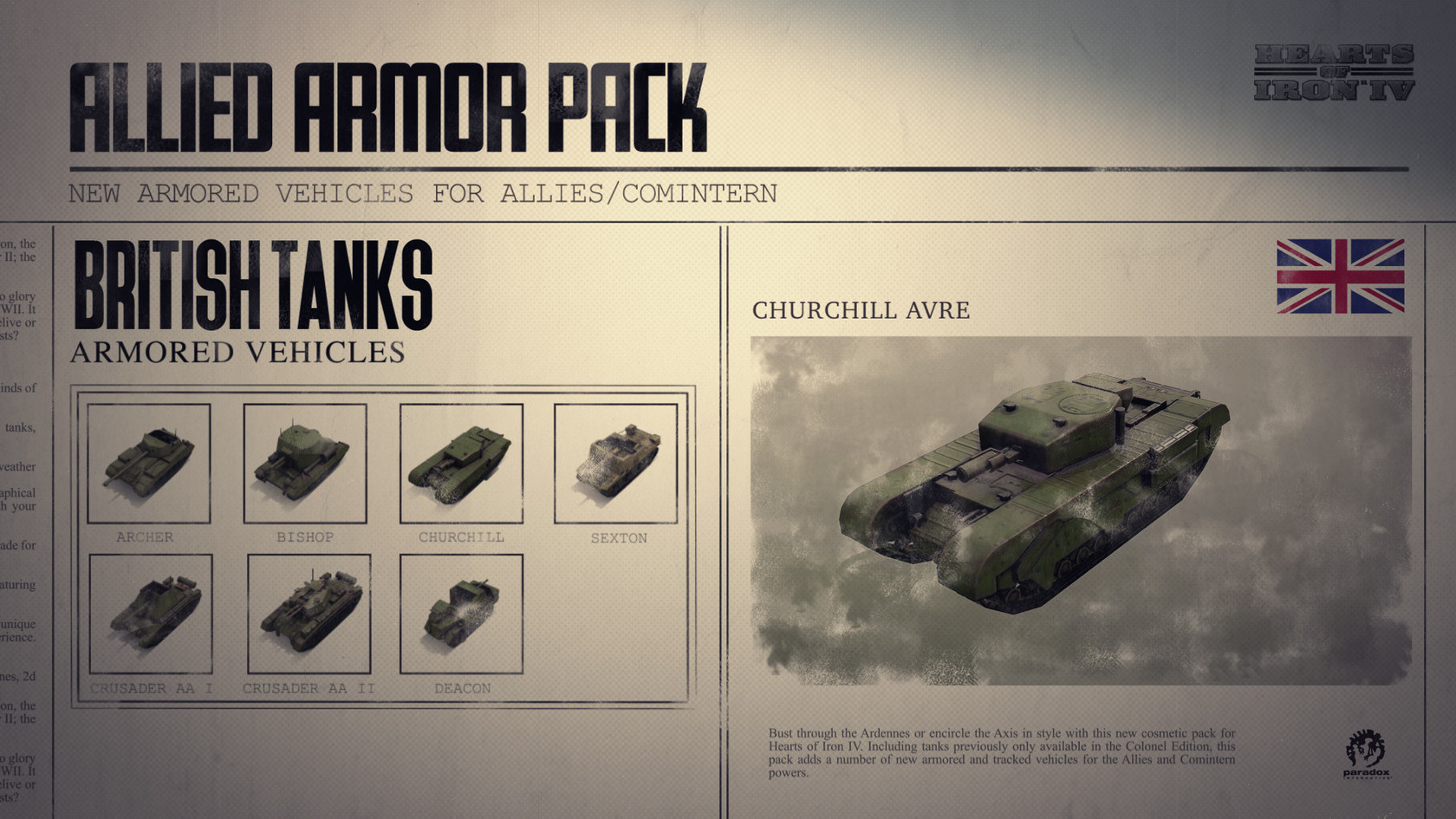 Hearts of Iron IV: Allied Armor Pack | macgamestore.com
